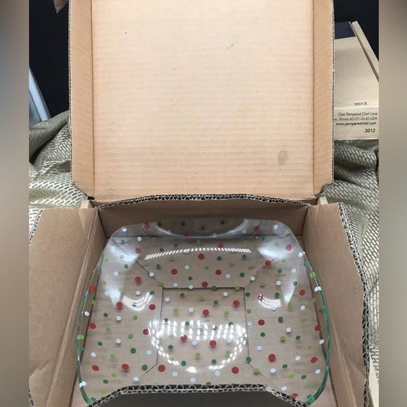 Pampered Chef - Snowmen Dots Platter Plates Dish NIB - Picture 4 of 4